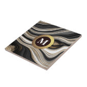 Carreau Monogramme Agate Or noir blanc (Côté)
