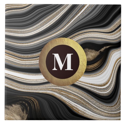Carreau Monogramme Agate Or noir blanc (Devant)