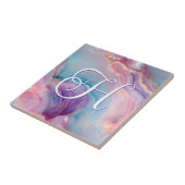 Carreau Monogramme Agate Rose Bleu Violet Pastel (Côté)