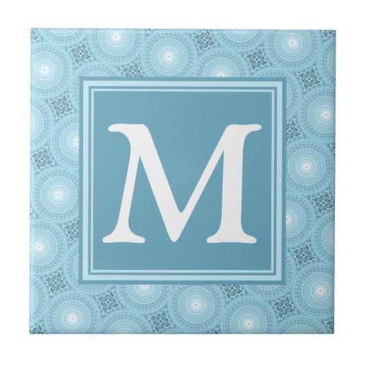 Carreau Monogramme ange bleu cercles motif (Devant)