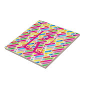 Carreau Monogramme Arc-en-ciel lignes diagonales Motif Pop (Côté)