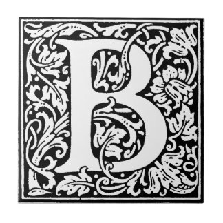 Carreau Monogramme B initial. Nom customisé Modèle floral
