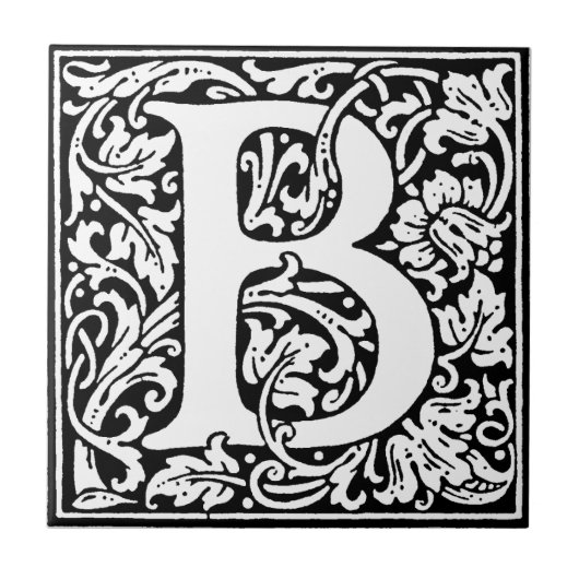 Carreau Monogramme B initial. Nom customisé Modèle floral (Devant)