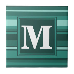 Carreau Monogramme bandes turquoises