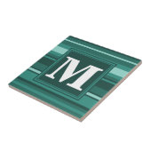 Carreau Monogramme bandes turquoises (Côté)