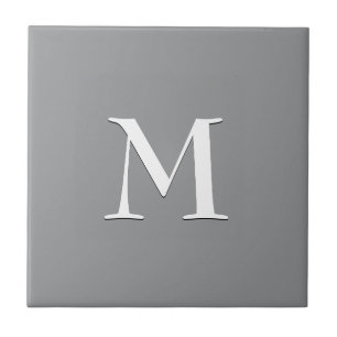 Carreau Monogramme blanc gris moderne simple