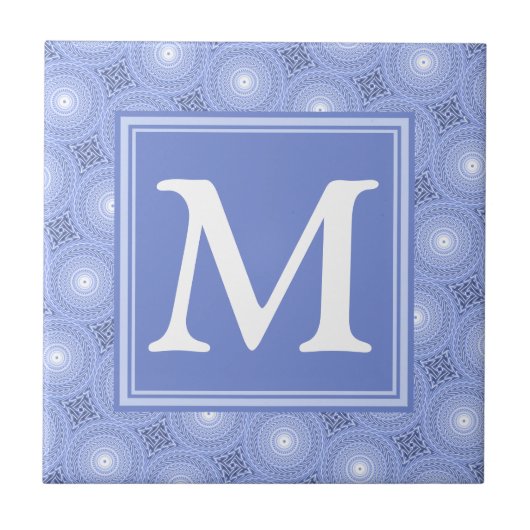 Carreau Monogramme bleu cercles motif (Devant)