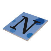 CARREAU MONOGRAMME BLEUE POLKA TITRE POT (Côté)