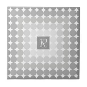 Carreau Monogramme Cercles Gris Moderne
