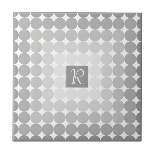 Carreau Monogramme Cercles Gris Moderne (Devant)