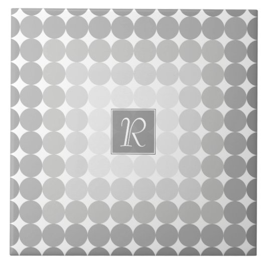 Carreau Monogramme Cercles Gris Moderne (Devant)