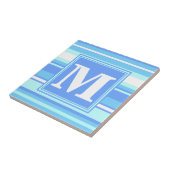 Carreau Monogramme ciel bandes bleues (Côté)