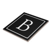 Carreau Monogramme Classique Simple | Noir avec Texte Blan (Côté)