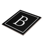 Carreau Monogramme Classique Simple | Noir avec Texte Blan (Côté)