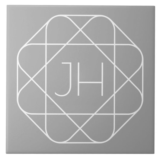 Carreau Monogramme Cool, Style de Logo Hip Vibe | Gris & B (Devant)
