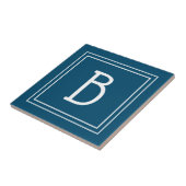 Carreau Monogramme côtier tropical bleu océan et blanc (Côté)