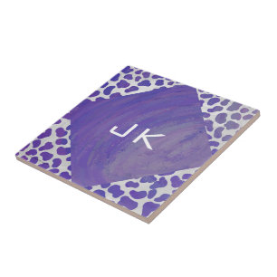 Carreau Monogramme Dalmatien violet et blanc