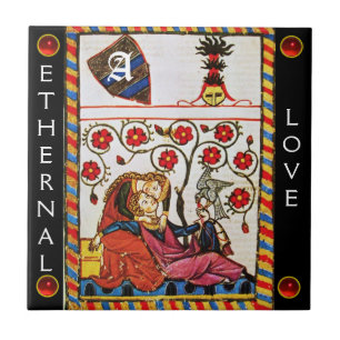 Carreau MONOGRAMME D'AMOUR ÉTERNEL, Jeu rouge noir