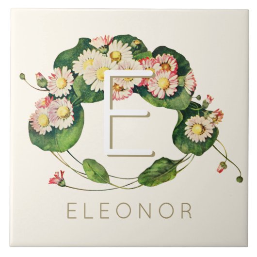 Carreau Monogramme de couronne Art nouveau pour personnali (Devant)