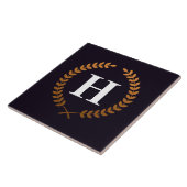 Carreau Monogramme de couronne de laurier d'or (Côté)