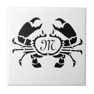 Carreau Monogramme de crabe en forme de gabarit noir
