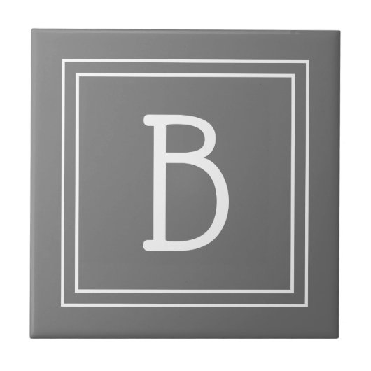 Carreau Monogramme de ferme moderne gris et blanc initial (Devant)