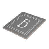 Carreau Monogramme de ferme moderne gris et blanc initial (Côté)