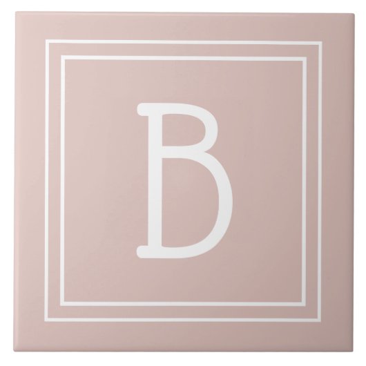 Carreau Monogramme de ferme moderne rose et blanc initial (Devant)