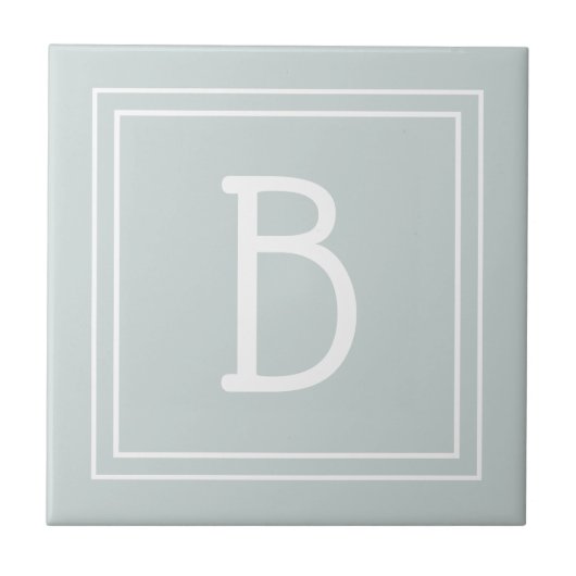 Carreau Monogramme de Ferme Moderne Vert et Blanc Initiale (Devant)