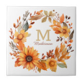 Carreau Monogramme de germe d'automne orange (Devant)