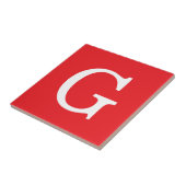 Carreau Monogramme de lettre initiale rouge blanc simple (Côté)