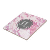 Carreau Monogramme de marbre rose avec le motif gris de (Côté)