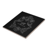 Carreau Monogramme de mariage gothique noir et blanc (Côté)