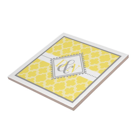 Carreau Monogramme de monogramme jaune, blanc de quatrefoi (Côté)