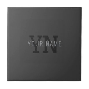 Carreau Monogramme de nom (ou autre texte) gris foncé mode