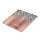 Carreau Monogramme de Parties scintillant d'argent en méta (Côté)