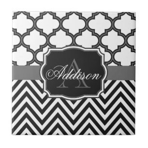Carreau Monogramme de Quatrefoil Chevron