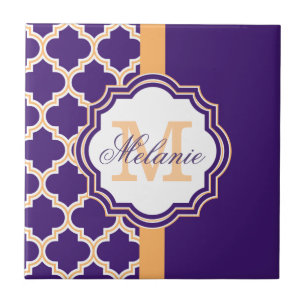Carreau Monogramme de Quatrefoil pourpre