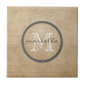 Carreau Monogramme de toile de jute (Devant)