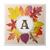 Carreau monogramme des feuilles d'automne (Devant)