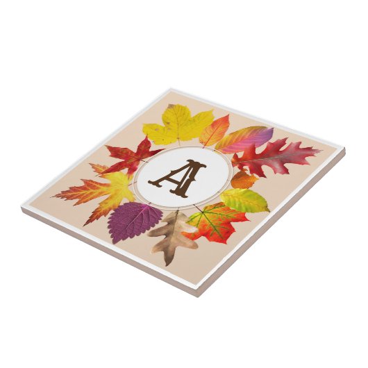 Carreau monogramme des feuilles d'automne (Côté)