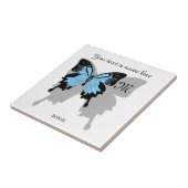 Carreau Monogramme d'ombre à papillon bleu (Côté)