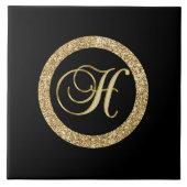 Carreau Monogramme d'or H en noir (Devant)