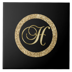 Carreau Monogramme d'or H en noir