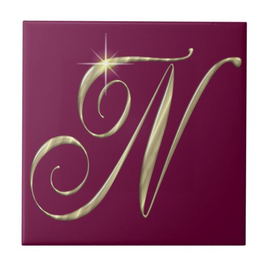 Carreau Monogramme d'or N initiales marchandise (Devant)