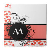 Carreau monogramme du modèle damier rouge (Devant)