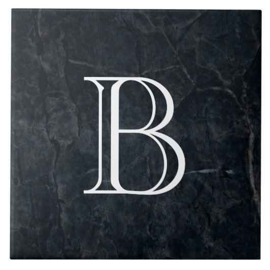Carreau Monogramme Elegant Pierre Noire Texture (Devant)