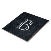 Carreau Monogramme Elegant Pierre Noire Texture (Côté)