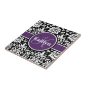 Carreau Monogramme élégant violet noir blanc Damas (Côté)