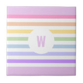 Carreau Monogramme en Blanc Cirque Pastel Arc-en-ciel rayu (Devant)
